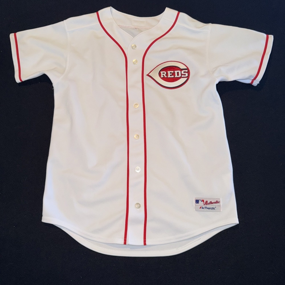 Cincinnati Reds Youth Replica Majestic‎ Jersey Home White Size Large